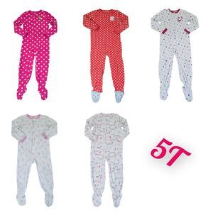 Carter's Christmas Holiday PJ Pajama Lot of 5 Girls Size 5 5T AOP Zipper Fleece
